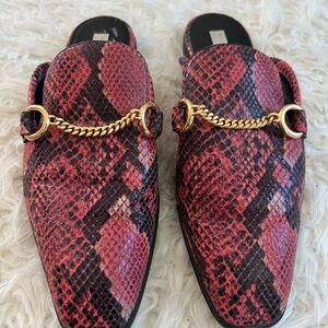 Stella McCartney Red and Black Snake Print Mules